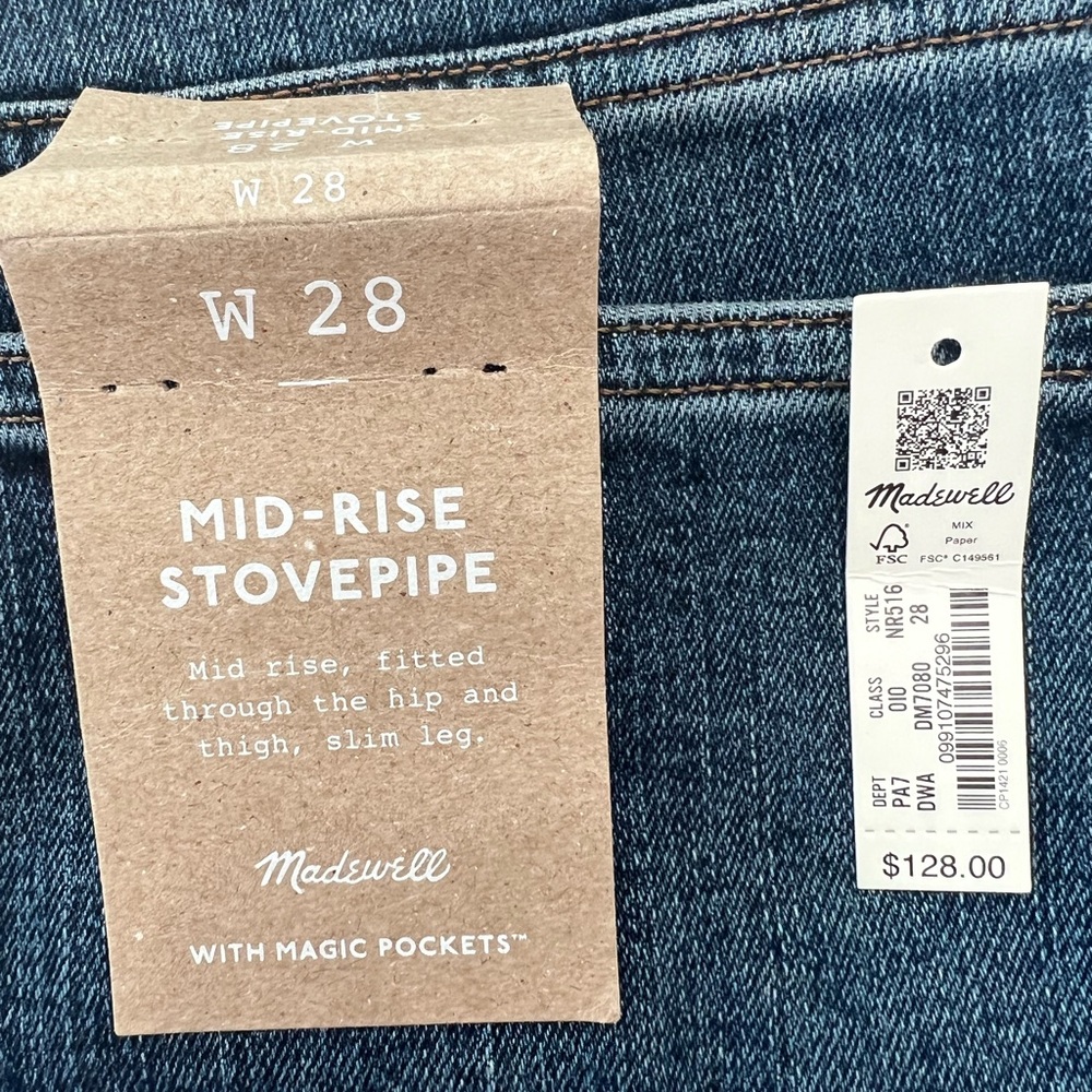 Madewell Mid-Rise Stovepipe Jeans - Dark Blue